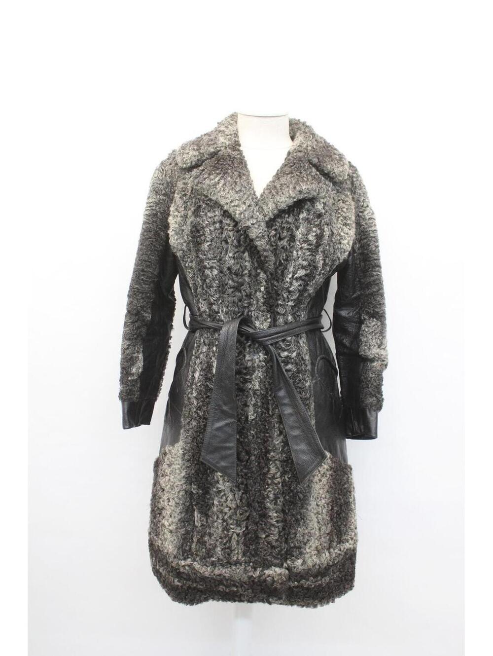 Scrap Item: Gray Curly Lamb Fur & Leather Coat Jacket Arts  Crafts